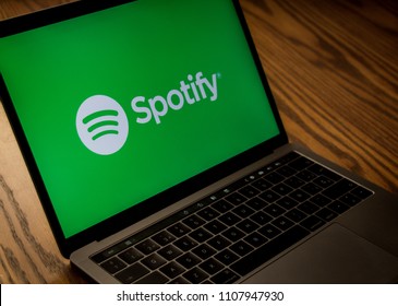 Dallas, Texas/ United States - 06/7/2018: (Photograph of the Spotify logo on computer screen)