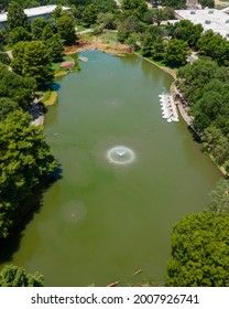 Dallas, Texas \ USA 07-13-2021 Leonhardt Lagoon Fair Park Dallas Texas Aerial Photo Dallas Fair Park