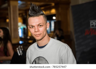 Dallas, Texas / USA - April 26, 2014: Guy With A Mohawk Inside The South Side Ballroom In Dallas, TX