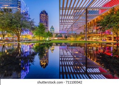 Dallas, Texas, USA downtown cityscape at twilight.
