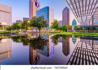 Dallas, Texas, USA downtown cityscape at twilight.