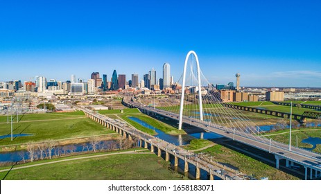Dallas, Texas, USA Drone Skyline Aerial.