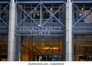 Dallas, Texas USA - June 4 2022: Renaissance Tower Sign Dallas