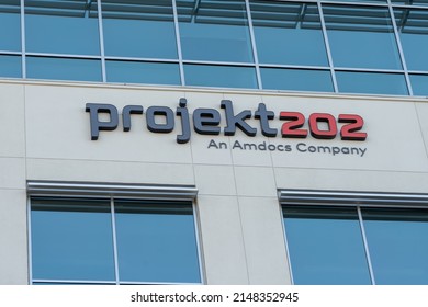 Dallas, Texas, USA - March 19, 2022: Projekt202’s Sign On The Building At Its Headquarters In Dallas, Texas, USA. Projekt202 Is An Amdocs Company, A Leading Software And Services Provider.