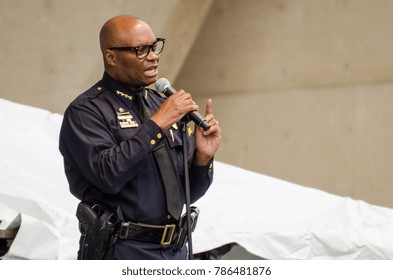 Dallas, Texas / USA - March 23, 2013: Dallas Police Chief David Brown, Speaking At The Mayor Mike Rawlings Of Dallas Rally Against Domestic Violence.