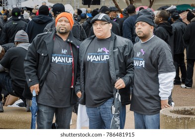 Dallas, Texas / USA - March 23, 2013: Three Men At The Mayor Mike Rawlings Of Dallas Rally Against Domestic Violence