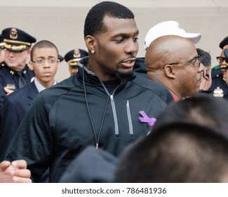 Dallas, Texas / USA - March 23, 2013: Dallas Cowboys Wide Receiver Dez Bryant At The Mayor Mike Rawlings Of Dallas Rally Against Domestic Violence