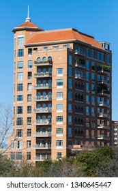 Dallas, Texas / USA- March 3rd, 2019: Photo Of The Mansion Residences Taken From The Katy Trail.  