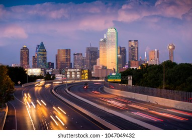 Dallas Skyline By Night Rush Hour Stock Photo (Edit Now) 298639583