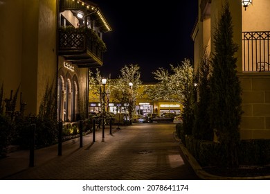 Dallas, Texas, USA - November 20, 2021: Highland Park Village In Christmas Lights