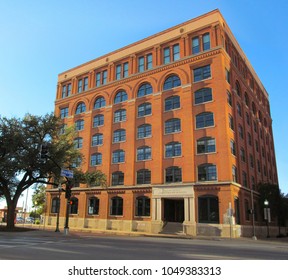 DALLAS, TEXAS, USA - OCTOBER 23, 2017. The Sixth Floor Museum At Dealey Plaza In Dallas Downtown.
Open View Of Historic Building Facade Of City Center District.