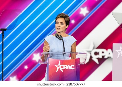 Dallas, TX - August 6, 2022: Republican Candidate For Governor Of Arkansas Kari Lake Speaks During CPAC Texas 2022 Conference At Hilton Anatole