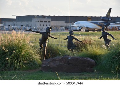 DALLAS, TX - SEP 18: Founders Observation Plaza at Dallas-Fort Worth International Airport, in Texas, on Sep 18, 2016. It is a way to experience the exhilaration of planes landing and taking off.