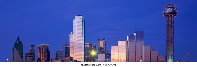 Dallas, TX Skyline At Night With Reunion Tower