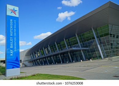 Dallas, TX / USA 4/24/2018 - The Front Of The Kay Bailey Hutchison Convention Center Is Shown.