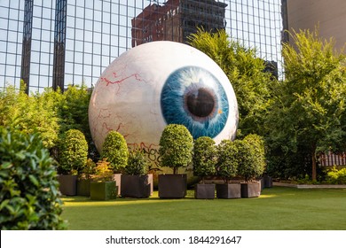 Dallas, TX / USA / 9/7/2020: Dallas eye ball modern architecture in city center