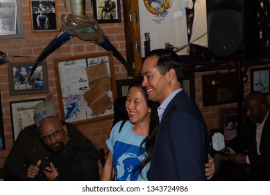 DALLAS, TX-USA - MARCH 19 2019- Texas Democrat And 2020 Presidential Candidate Julián Castro Meets Supporters At A Fundraising Event Hosted By The Dallas County Democratic Party. 