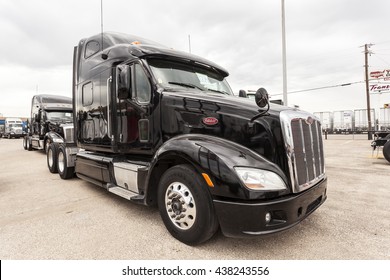 DALLAS, USA - APR 9, 2016: New Peterbilt Model 587 Semitrailer Truck At A Dealership In The United States