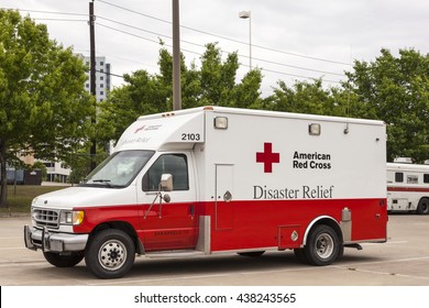 DALLAS, USA - APR 9, 2016: American Red Cross Disaster Relief Vehicle In The United States