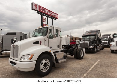 DALLAS, USA - APR 9, 2016: New Kenworth T270  Flatbed Truck Chassis At A Dealership In The United States