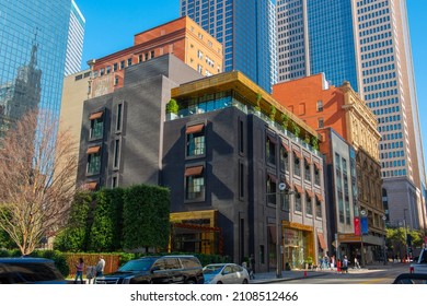 DALLAS, USA - DEC. 9, 2018: Forty Five Ten In A Modern Commercial Building At 1615 Main Street In Downtown Dallas, Texas TX, USA. 