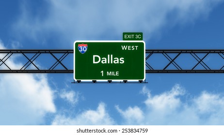 Dallas USA Interstate Highway Road Sign 3D Illustration