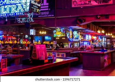 Dallas, USA, Sep 17, 2017, Interiors of a restaurant and bar in the Fort Worth Stockyards, a historic district that is located in Fort Worth, Texas, USA.