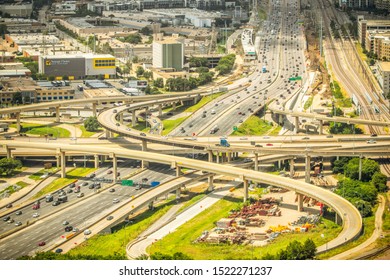 Dallas,Texas, USA-06 July 2019 : The High Five Interchange Is One Of The First Five-level Stack Interchanges Built In Dallas, Texas