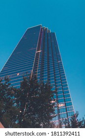 Dallas,Texas/USA-May 4 2020: Bank Of America Plaza In Dallas Texas During Sunset. 