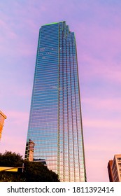 Dallas,Texas/USA-May 4 2020: Bank Of America Plaza In Dallas Texas During Sunset. 