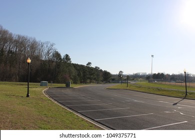 Dalton, GA USA 3/10/2018. Empty Parking Lot.  Lonely Place 