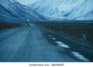 Dalton Highway In Alaska At North Slope