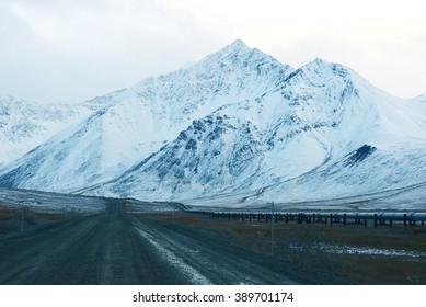 Dalton Highway In Alaska At North Slope