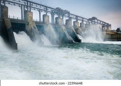 Dam with flowing water - Shutterstock ID 22396648