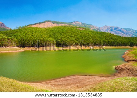 Dam lake near the Munnar town in Kerala state of India