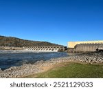 Dam near Lake Guntersville with gates open