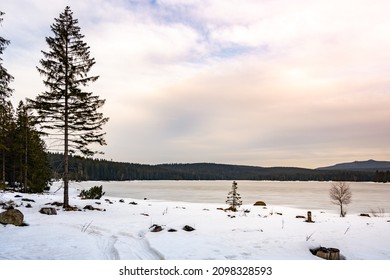 Dam on Cerna Nisa in winter time - Shutterstock ID 2098328593