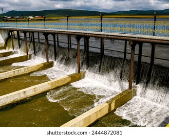 dam on the White River in the Southern Urals in the village of Tirlyansky