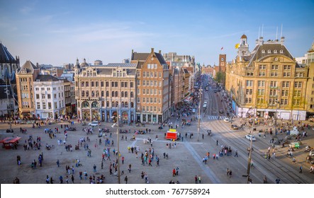 Dam Square In Amsterdam, Netherlands