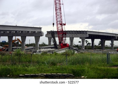 Damage By Hurricane Katrina: An Overpass Under Construction Collapsed Thursday, Aug. 25, 2005, In Miami Florida.