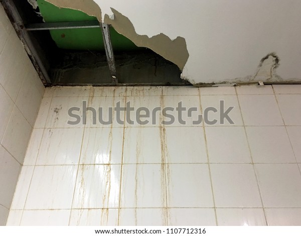 Damage Ceiling Water Pipelines Leaking Rust Interiors Stock Image