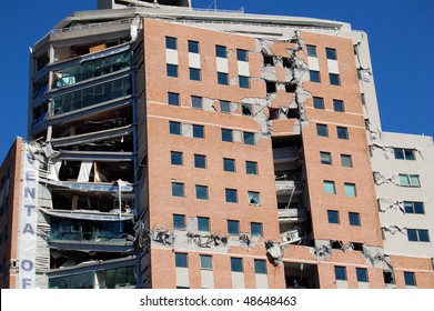 Damage Done To A New Office Building By The 2010 Earthquake With 8.8 Magnitude In Concepcion City, Chile.