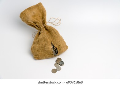 Damage Money With Coins Leak Isolated On White Background.