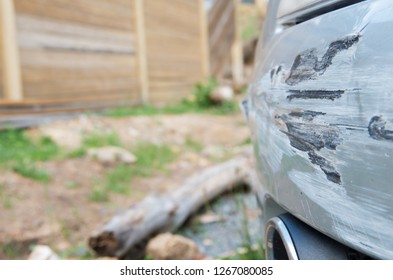 Damaged Car Bumper After Crashing Into A Guard Rail Whilst Spinning Out Of Control