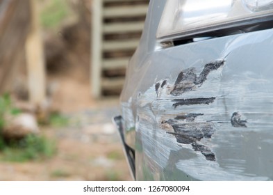 Damaged Car Bumper After Crashing Into A Guard Rail Whilst Spinning Out Of Control