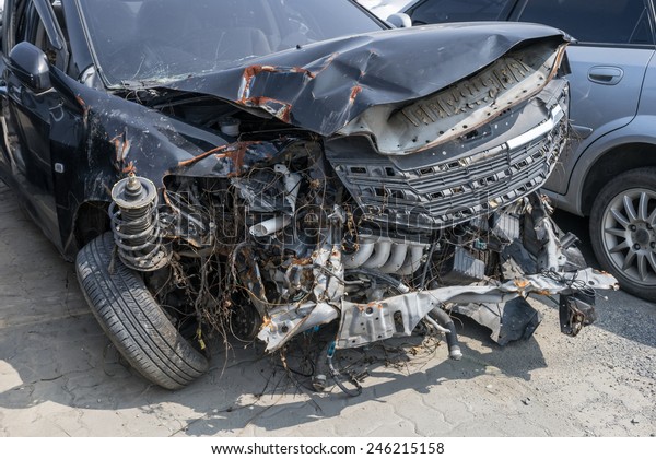 Damaged and crashed car by\
accident