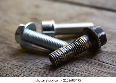 Damaged and deformed threads of bolt which make difficult to using . - Shutterstock ID 2182688495