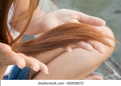 Damaged Dry Woman Hair.