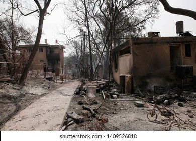 A Damaged House Following A Fire Amidst Extreme Heat Wave In The Village Of Mevo Modi'im, Israel On May 24,2019. Gil Cohen Magen