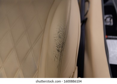 Damaged Modern Car Leather Seat. Car Renovation